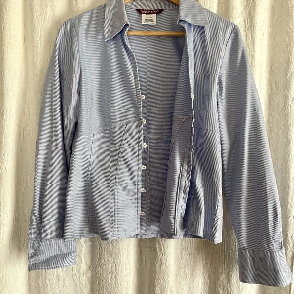 Pinstriped Button Down Long Sleeve Shirt - Picture 4 of 7